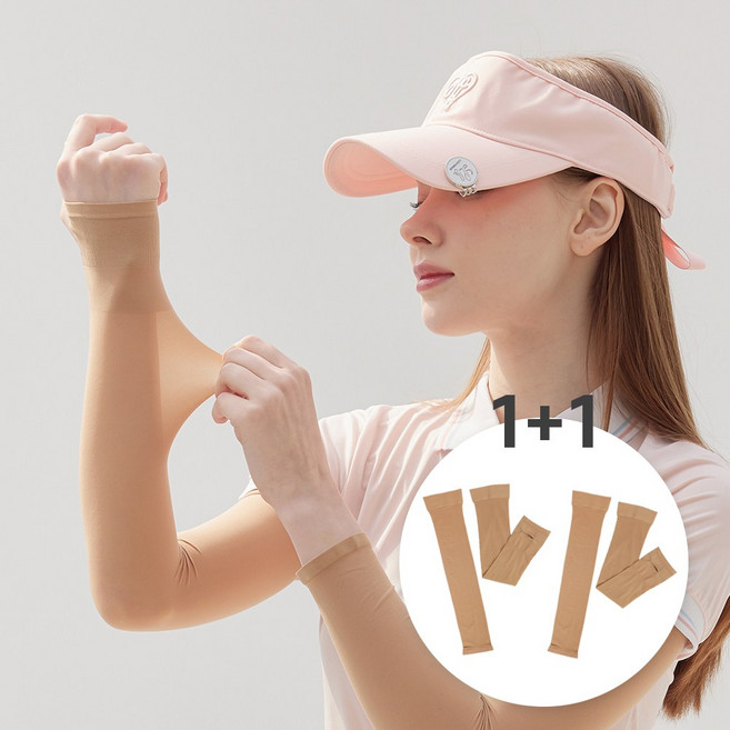 엠엠스포츠 1+1 UV차단 냉감 스킨 살색 골프 팔토시 시즌2 2P, 2.손등+팔목 x2, 2개