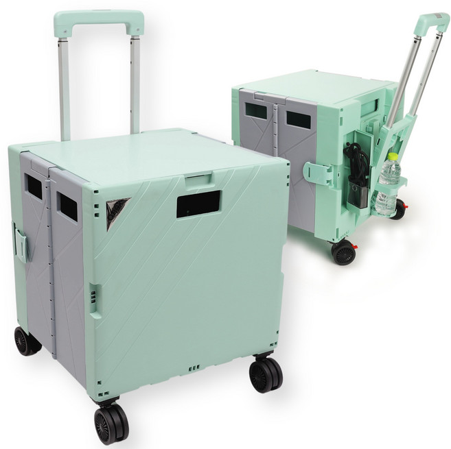 큐코리아 뉴프리미엄 접이식 쇼핑카트 4바퀴 360도 [특대형] 폴딩카트, 민트/그레이, 1개