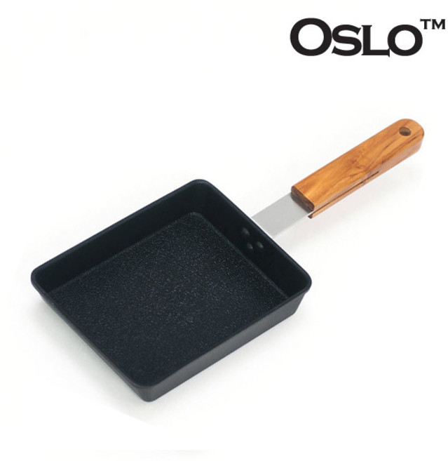 오슬로 인덕션 후라이팬 나무손잡이 프라이팬, 사각에그팬, 1개