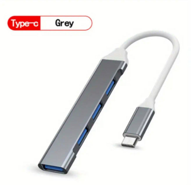 USB 허브 확장기 4포트 분배기 어댑터 OTG 도킹 스테이션 휴대폰 맥북 프로 13/15 에어 PC 노트북 컴퓨터용, 1개, [03] USB C-grey