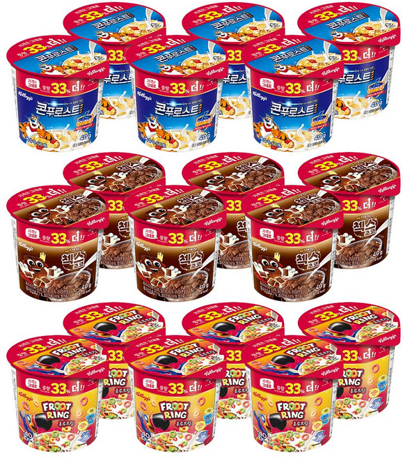 켈로그 컵 시리얼 3종 18개입세트, 1박스