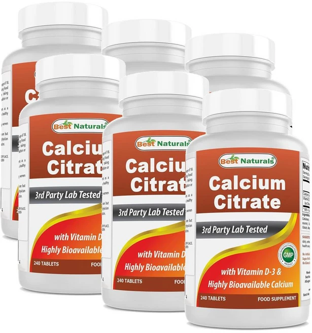 베스트 네츄럴스 칼슘 시트레이트 Best Naturals Calcium Citrate, 6개, 240정 - 쿠팡