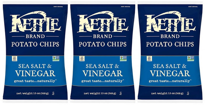 케틀브랜드 포테이토 칩 씨 솔트 & 비니거, 369g, 3개