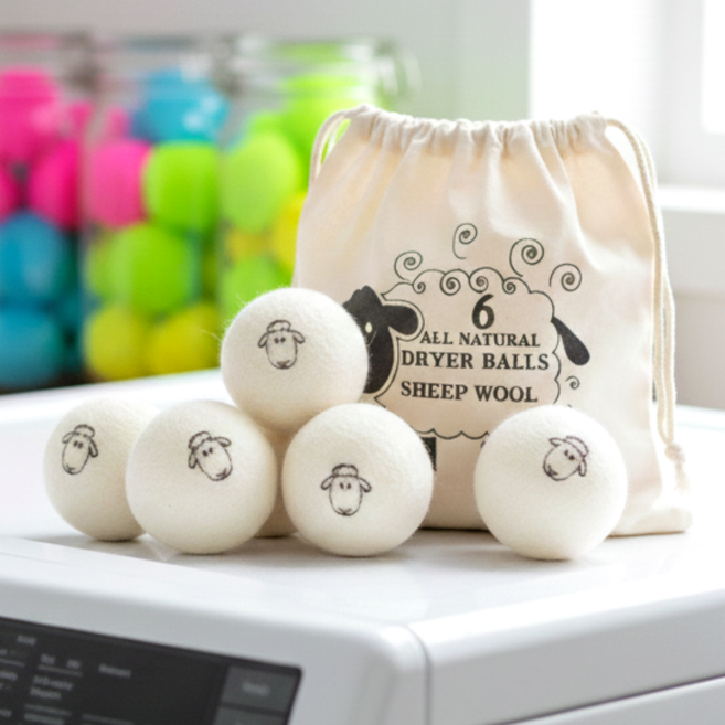 리빙다이스 빠른건조 건조기 양모볼, 6개, 화이트