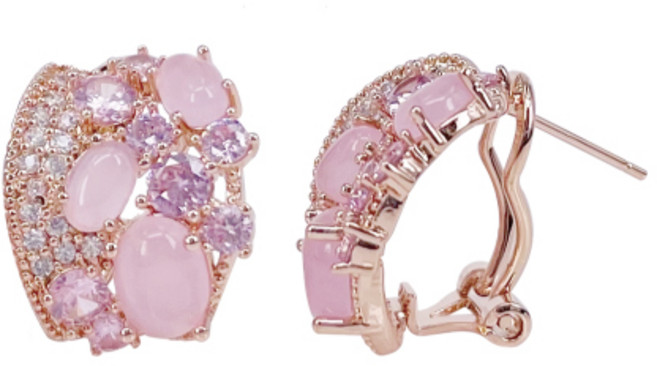 [혜성 주얼리] 아리애나 장미수정 캐보션 귀걸이