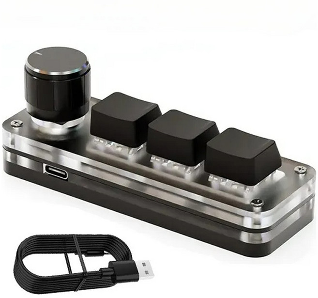 BuyChoo 3키 마이크로 매카니컬 키보드, 블랙, 제조사축