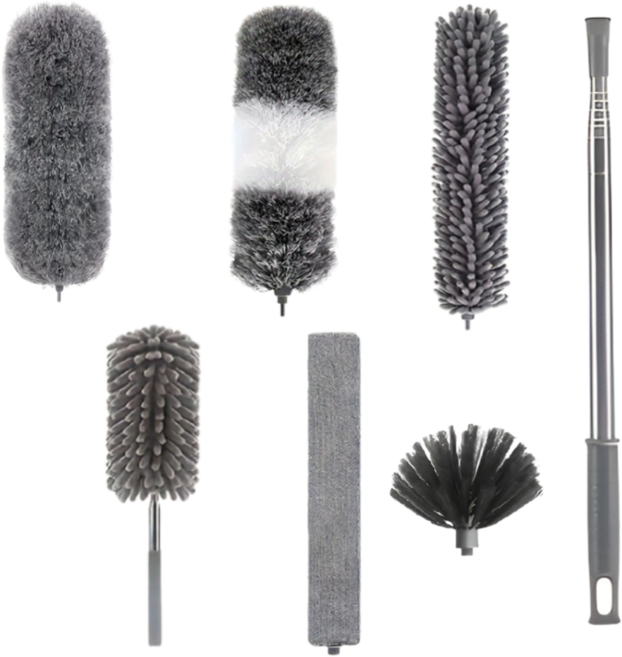 굿온플로 길이조절(2.8m) 다용도 먼지털이개 세트, 1세트, 그레이 7P