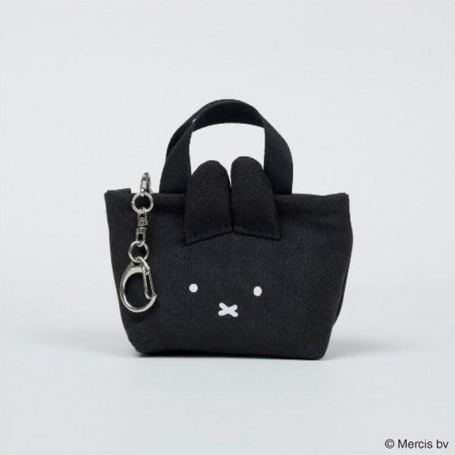 미피 모노톤 쁘띠 캔버스 토트백 키링 2종 블랙 그레이 치도리 가방고리 미니 파우치 손지갑 수납키링 동전지갑 파우치