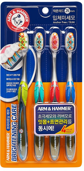 암앤해머 브라이트닝케어 베이킹소다모 칫솔, 4개입, 6개