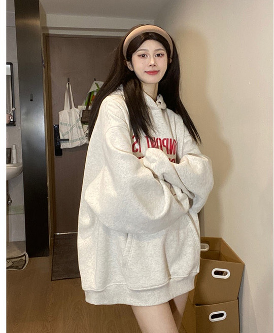 大尺碼連帽衛衣，美式復古寬鬆百搭休閒外套