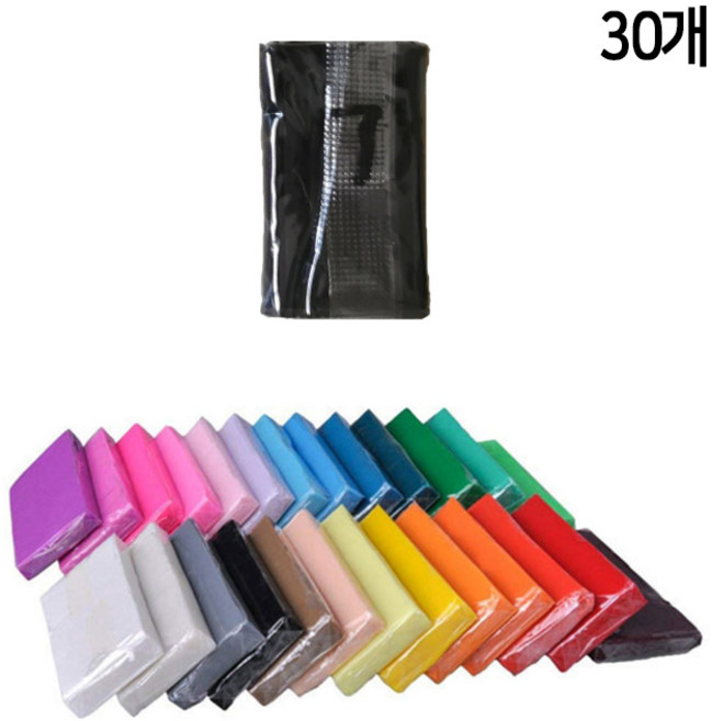 폴리머클레이 25g 30개 세트 플라스틱 미니어쳐 각종 공예, 17.블랙 25g