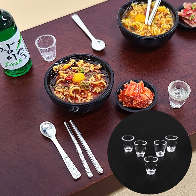 납골당 꾸미기 미니어처 단품 수공예 제사상 음료 주류 강아지 고양이 펫용품 전자기기 화분 꽃, 소주잔(5개입)