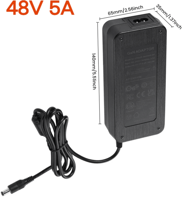 AIYIMA A80 A70 질화갈륨 어댑터 DC 48V 10A/5A Adapter, 48V 5A, Korea Plug, 1개