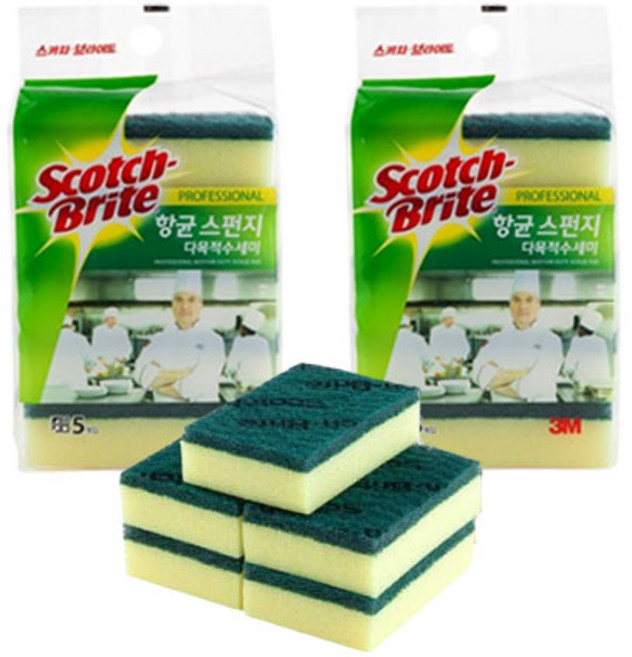 3M 향균스폰지 양면 다목적 수세미 5입 스카치브라이트, 2세트