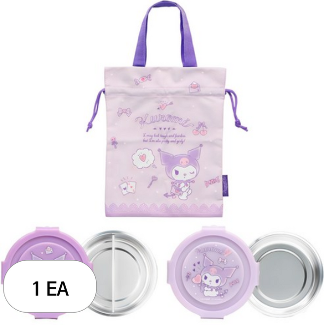 릴팡 원형 스텐 2단 도시락 조리개세트, 쿠로미, 1세트