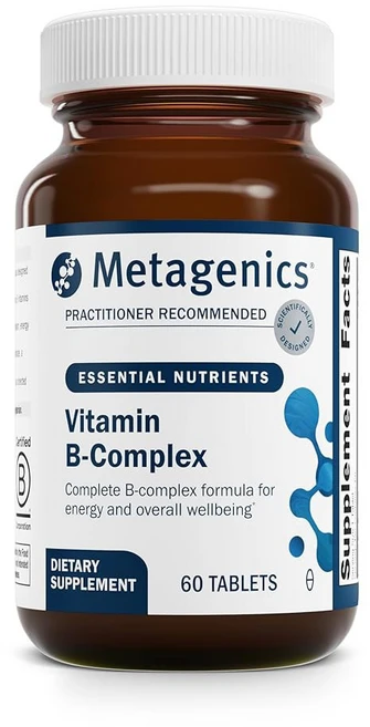 메타제닉스 비타민 B-복합체 - 엽산을 함유한 활성 B6 및 B12 에너지 대사 스트레스 반응 호모시스테인 균형 신경계 지원 채식주의자 텐 프리 60정, 60 count (Pack of 1), 1개 - 쿠팡