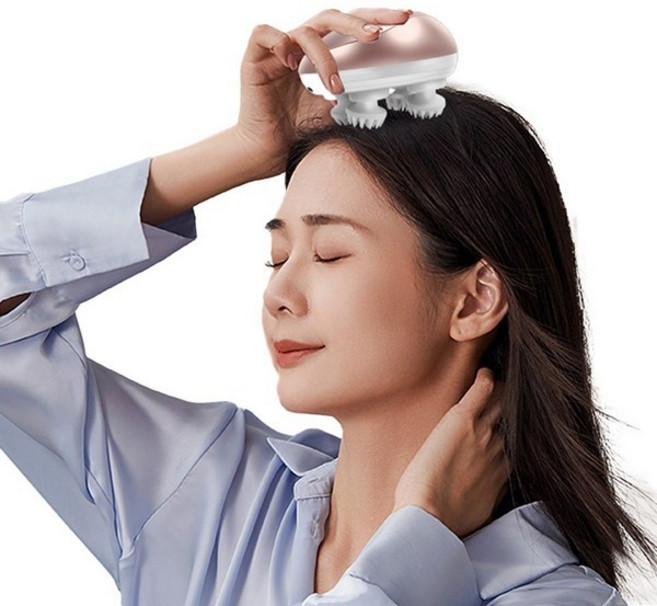 전동 두피 마사지기 무선 휴대용 머리 마사지기 방수 건습 양용, 골드