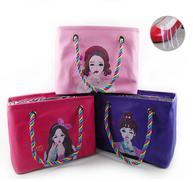 제이에스 사랑스런 목욕가방 목욕바구니 방수가방, 연핑크, 1개