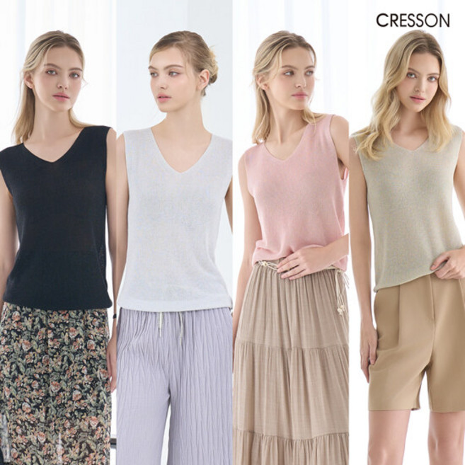 [런칭 59 900원] 크레송 인견 글리터 니트탑 4종