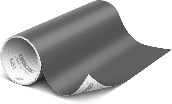 ORACAL 65 매트 블랙 비닐 내구성 롤 플롯 기계 데칼 및 DIY 프로젝트를 위한 영구 접착 공예 비닐을 쉽게 제초 2인치 x 6피트 + 전송 테이프 24인치, Matte Dark Grey, 12" x 6ft +