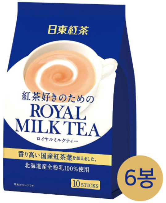일본 닛토 홍차 로얄 밀크티 스틱 10개입 6팩, 140g, 6봉