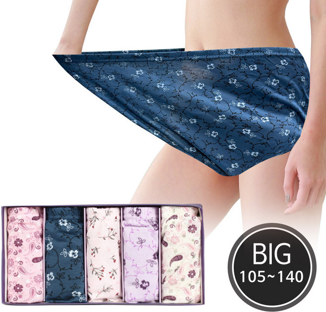 빅사이즈 데일리 맥시 페이즐플라워 여성팬티 5종세트 (105~140)