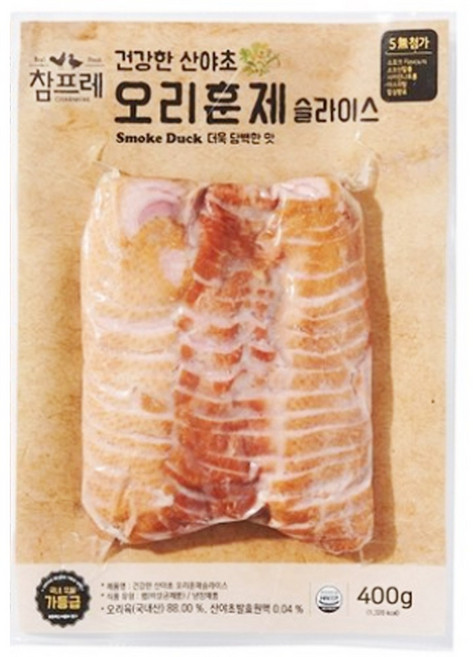 국내산 오리 당일발송 참프레 무화과 오리훈제 슬라이스, 3개, 400g
