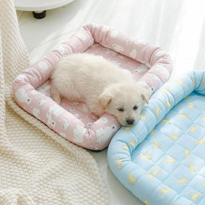반려동물 쿨매트 강아지 고양이 여름 침대 쿠션 펫 방석 애견 냉감 매트 쿨링 용품, L_핑크곰돌이, 1개