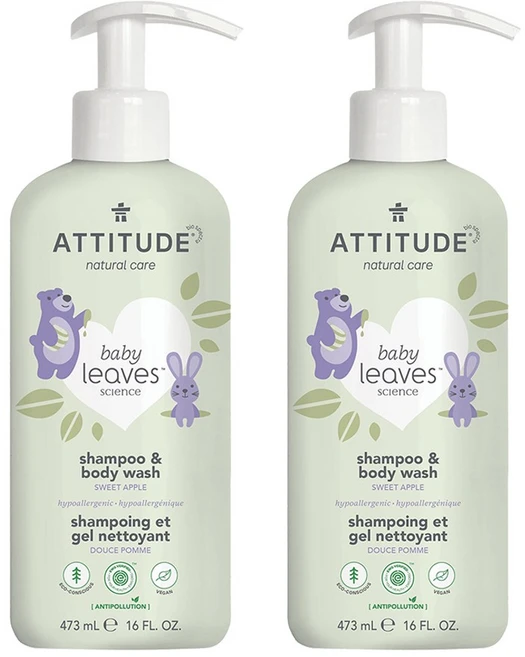 에티튜드 ATTITUDE 베이비 리브즈 사이언스 유아샴푸 앤 바디워시 스위트 애플향 473ml 2개 - 쿠팡
