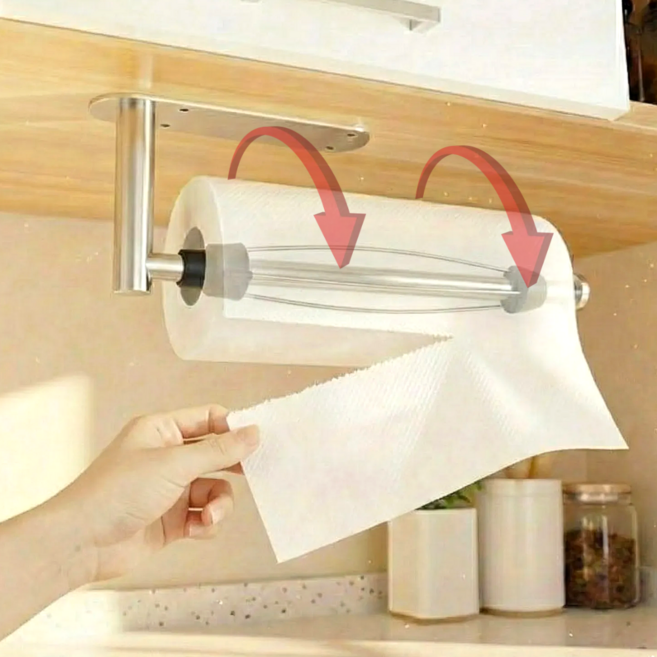 에너바인 한손커팅 주방 키친타올 걸이, 1개, 스텐(실버)