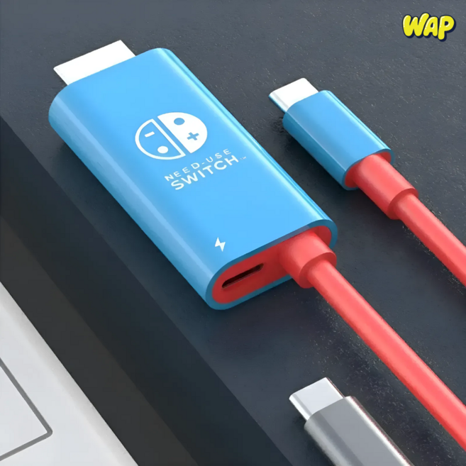 WAP 닌텐도 스위치2 미러링 케이블 HDMI 미니 독 TV 연결 스마트폰, 1개, 블루+레드