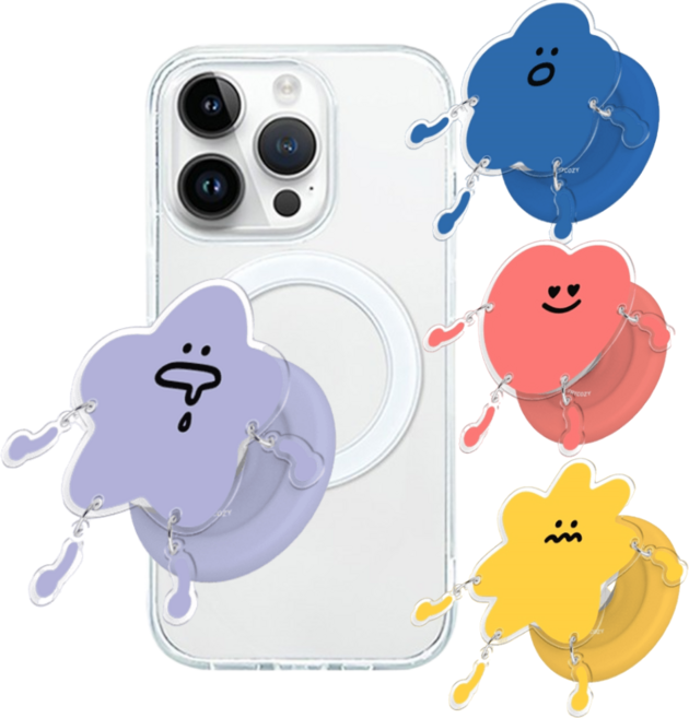 키즈폰 AT-M130 춤추는 먹보 맥세이프 스마트톡 그립 톡거치대+투명 케이스