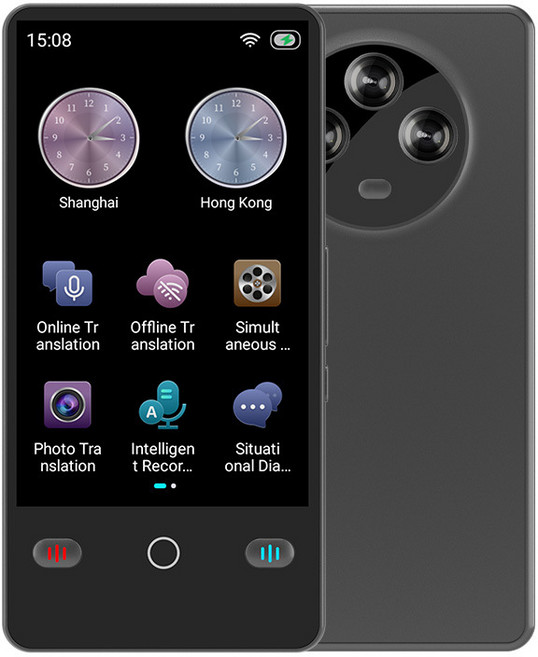 JENMV 실시간 번역기 AI 양방향 동시통역기 지원 142개 언어(러시아어 베트남어 몽골어 영어 일본어 중국어 한국어) 사진통역 동시통역기, 블랙F1