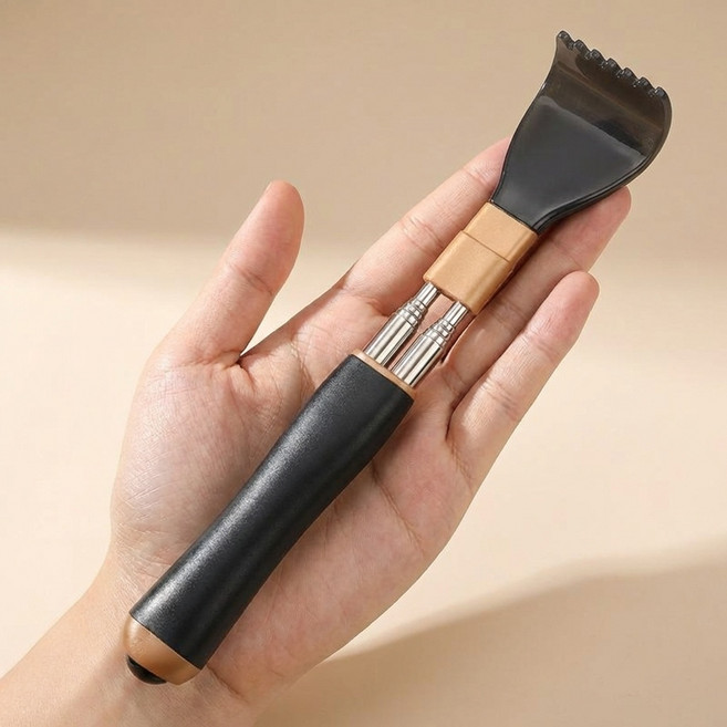 타니아홈 시원쾌감 스테인리스 길이조절 효자손, 1개, 블랙