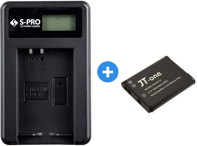 니콘 EN-EL19 LCD 호환충전기+배터리 S3600 S3700, 1개