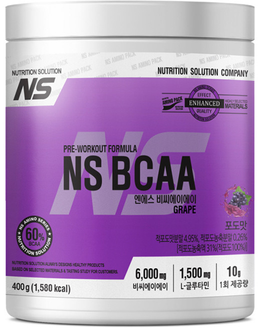NS BCAA 포도맛 아미노산 보충제, 1개, 400g