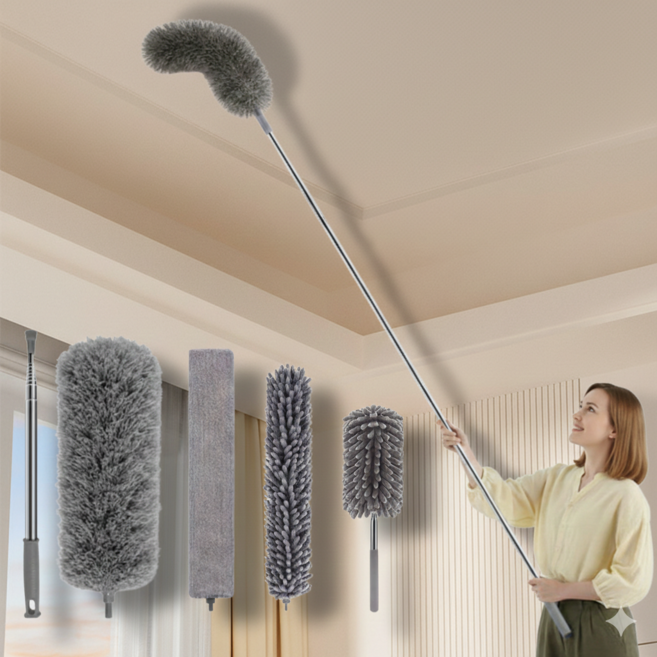 무이코 4종세트 길이조절 250cm 다회용 정전기 먼지털이 차량겸용, 그레이, 1세트