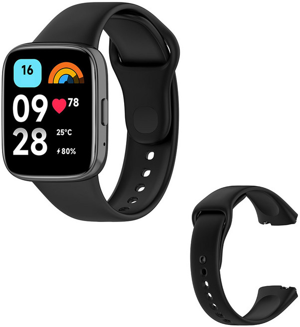 오달라 레드미워치5 레드미워치3 액티브 기본 실리콘 스트랩, 블랙, 1개