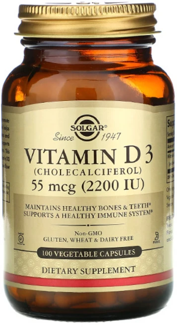 솔가 지용성 비타민 D3 디 D 2200IU 콜레칼시페롤 100캡슐, 100정, 1개 - 쿠팡