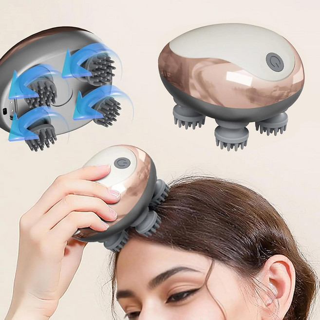프리라이프 두피 마사지기 머리마사지기 3단계 강도조절 무선사용 건습겸용, 하얀색, QHM9