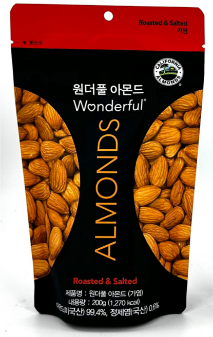 파라마운트팜스 원더풀 아몬드, 200g, 4개