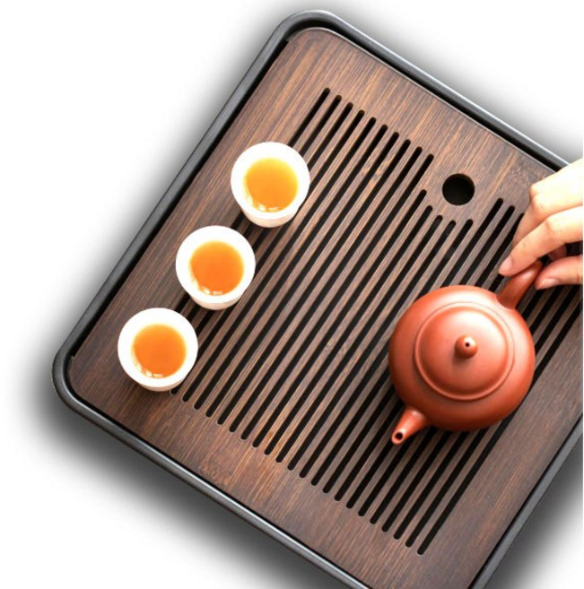 티트레이 차트레이 받침대 다기 다도 대다무 차판, 1개, 검정(정사각형)