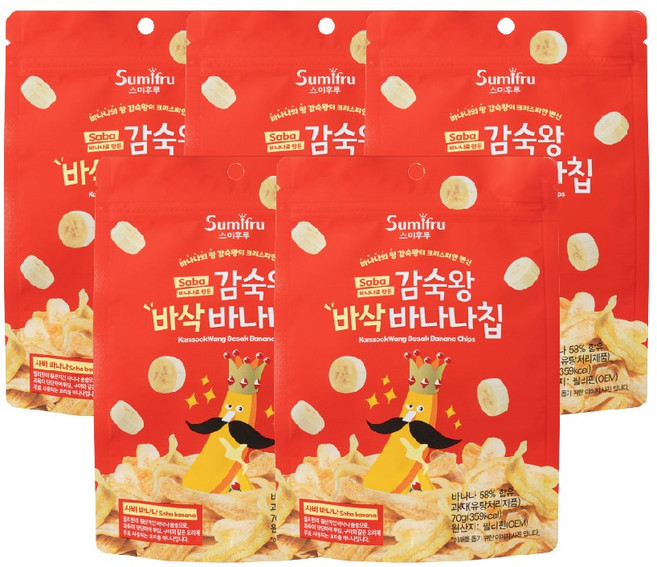 감숙왕 스미후루 바삭 바나나칩, 70g, 5개