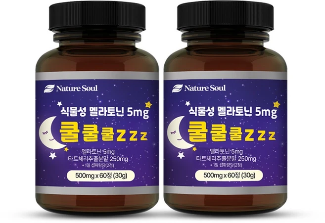 식물성 멜라토닌 5mg 쿨쿨쿨 zzz, 2개, 60정 - 쿠팡