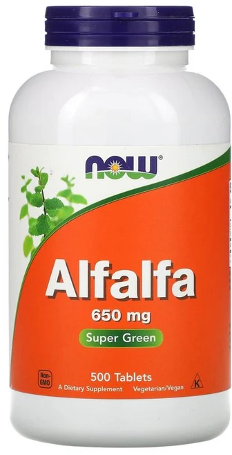 Now Foods 나우푸드 알팔파 650mg 500정 Alfalfa 스테아르산마그네슘 인산이칼슘, 1개 - 쿠팡
