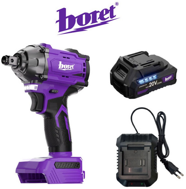 보레트 21V 충전 임팩렌치 BIW-21001M 2Ah 배터리 1팩 세트 마끼다 호환, 1개