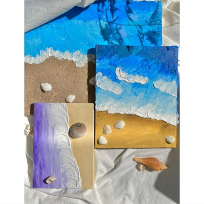 물든아트샵 초보자 취미미술 아크릴 백드롭페인팅 바다나이프화 DIY 미술놀이 패키지 키트, 보조제 버터질감 추가, 조개 목공풀 set, 기본 6색상 추가, 1개