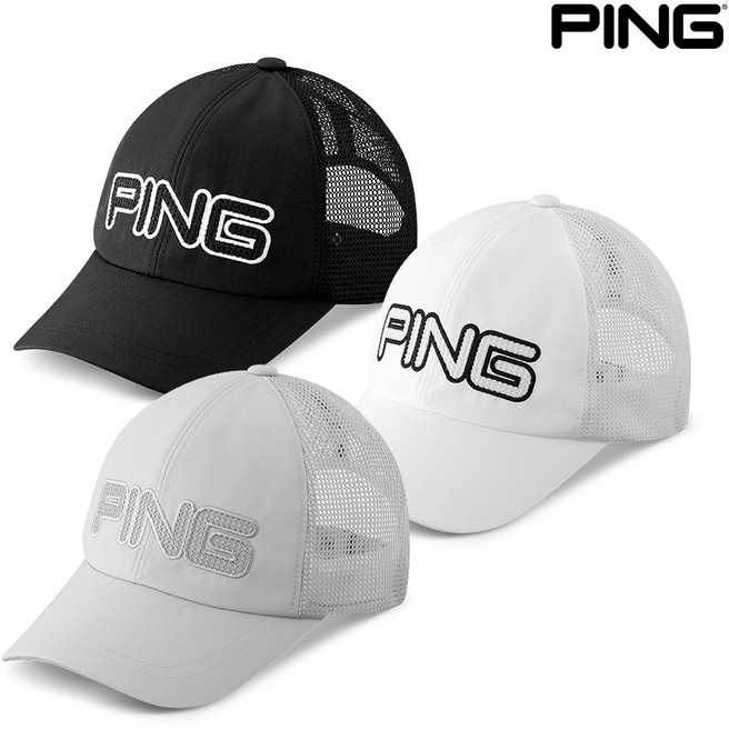 핑 남성 6각 매쉬 캡 골프 모자, 화이트, 1개