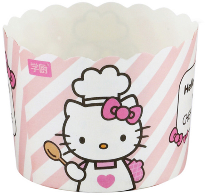 (烘焙廚房)Chefmade學廚KT7068正版HelloKitty耐高1號溫瑪芬蛋糕紙杯加插卡, 粉色, 1個