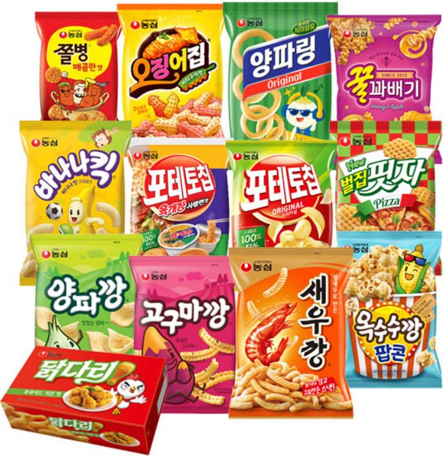 맛있는 과자 세상 / 농심 스낵 13종 / 과자 세트 /, 1세트